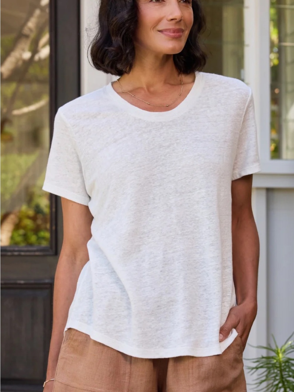 NOMAD FRench Linen Classic Women's Clovelly Tee in White XL